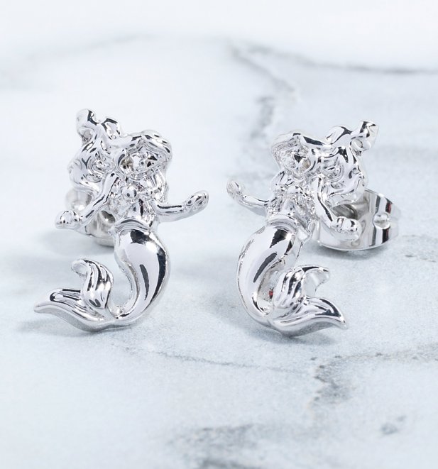White Gold Plated The Little Mermaid Ariel Stud Earrings