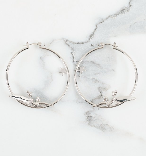 White Gold Plated Tinkerbell Fairy Hoop Earrings