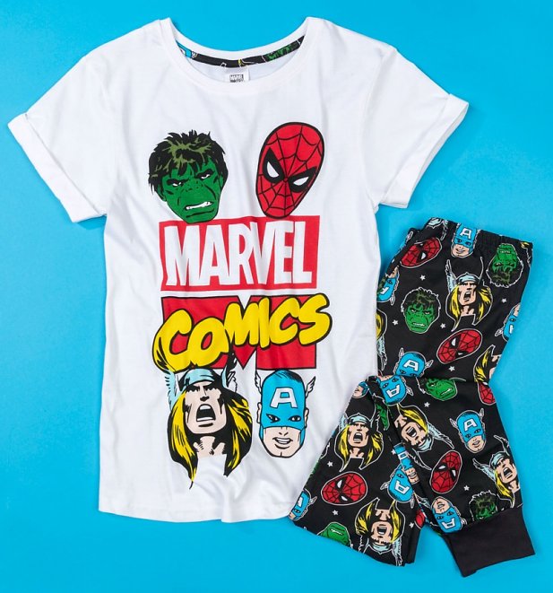 Womens Black Marvel Comics Pyjamas