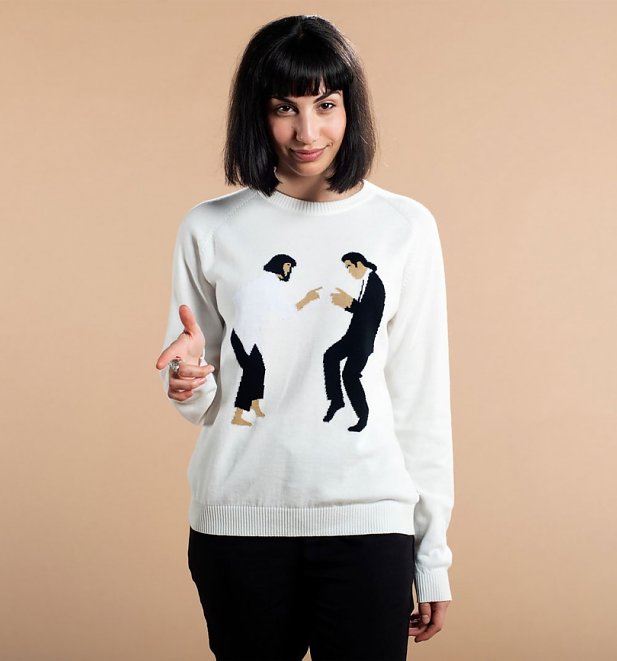 Womens Off White Knitted Pulp Fiction Dance Knitted Jumper from Dedicated